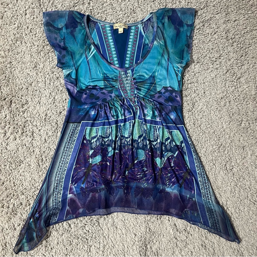 Blue and Purple Women's Top